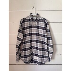 Thom Browne Tartan Plaid Button Down Shirt Navy Red Beige‎ Preppy Sz 2 M USA